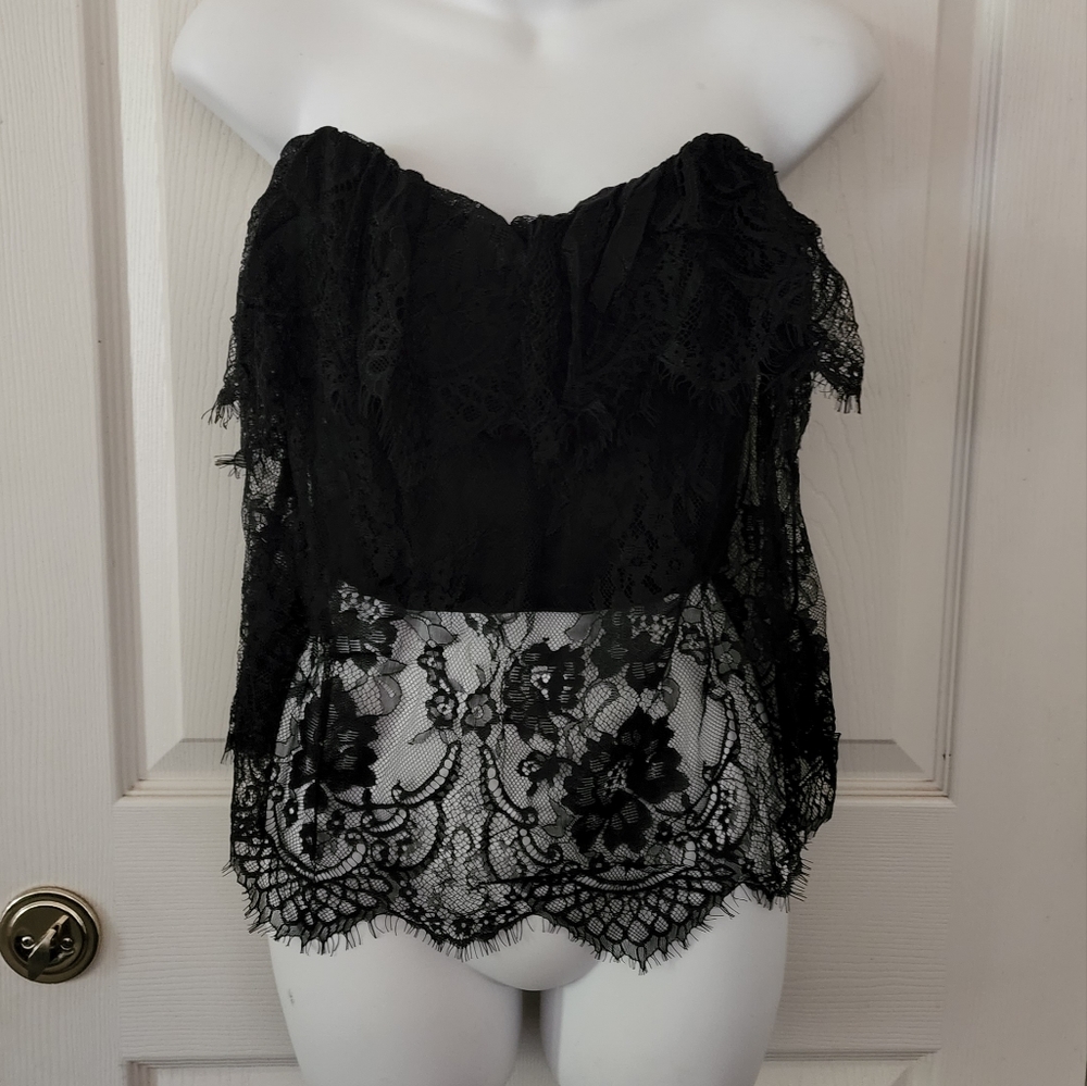 Olia Clothing Black Lace Corset Top Size S